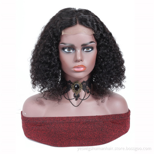 100% Real Human Hair Wig Vendor Cheap Wholesale Price For Women Swiss Lace Front Closure Bob Wigs Kinky Curly Asian Human Hair